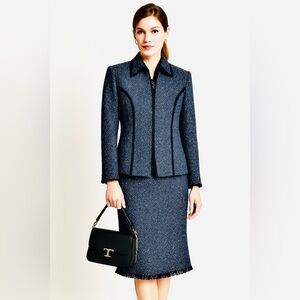 Designer Barbara Bates women’s tweed vintage designer luxury lined skirt suit 10